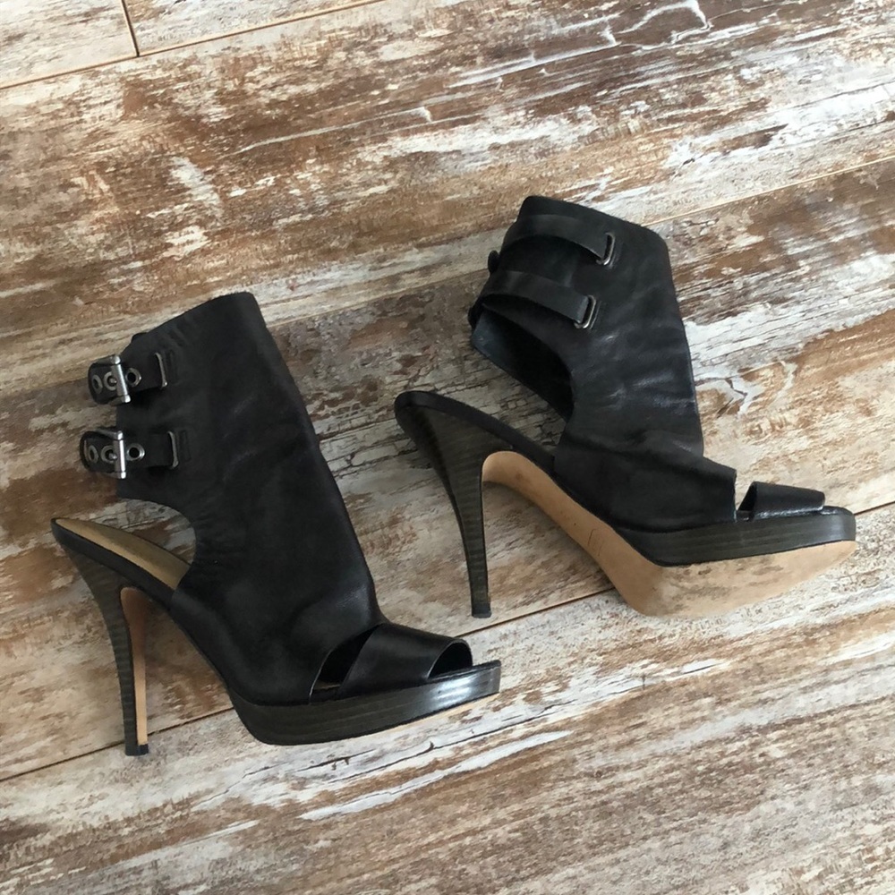 Coach Black Ankle Booties with Buckle Detail